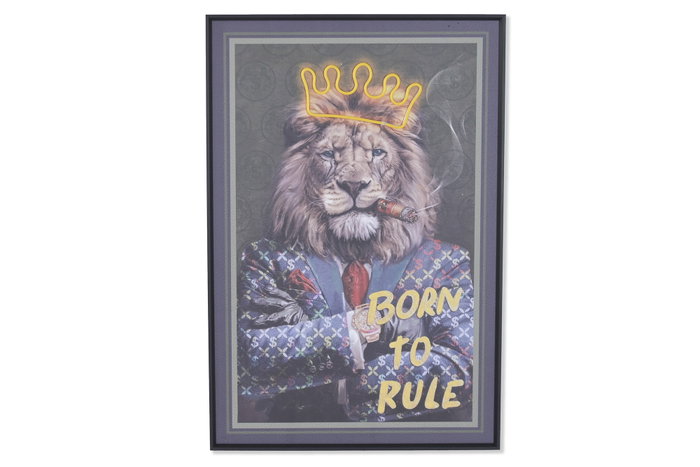 DKD Home Decor Cuadro LED Lienzo León Tigre Surtido de 2 Unidades