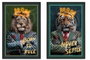 DKD Home Decor Cuadro LED Lienzo León Tigre Surtido de 2 Unidades
