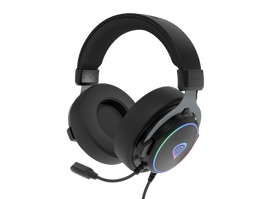 GENESIS Neon 764 Auriculares Gaming para PC con Cable USB tipo A, Sonido 7.1 Virtual, Controlador 50mm, Micrófono Boom, Diadema Circumaural, RGB, Negro