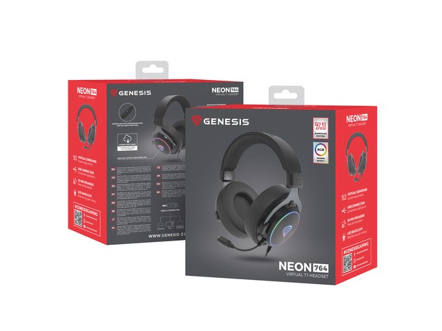 GENESIS Neon 764 Auriculares Gaming USB 7.1 RGB Negro