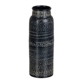 Ixia Jarrón Negro de Aluminio Decorativo 9 x 9 x 25,50 cm