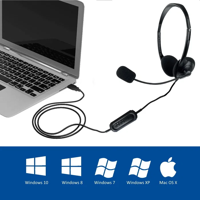 Ewent EW3568 Auriculares con Micrófono de Diadema Alámbricos USB Negro para Llamadas y Música - Circumaural, Plug & Play, Cable 2.1m Ewent EW3568 Auriculares con Micrófono de Diadema Alámbricos USB Negro para Llamadas y Música - Circumaural, Plug & Play, Cable 2.1m