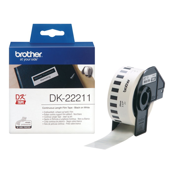 Brother DK-22211 Cinta Continua de Etiquetas 29mm x 15,24m Blanco/Negro Brother DK-22211 Cinta Continua de Etiquetas 29mm x 15,24m Blanco/Negro