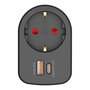 Simon Adaptador Combí con 1 Toma Schuko + 2 USB (A y C) de 30W Carga Rápida, 16A 250V~, Color Negro