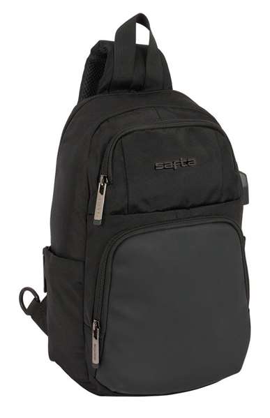 Safta Mini Mochila 1 Hombrera Tablet 11"+USB Business Black 18x34x12 cm