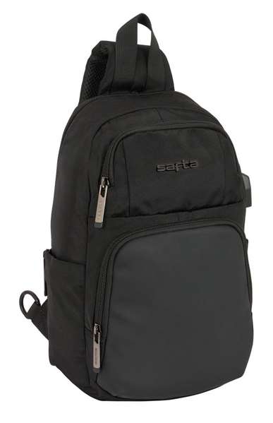 Safta Mini Mochila 1 Hombrera Tablet 11"+USB Business Black 18x34x12 cm