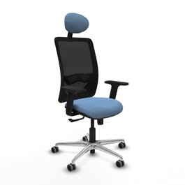 PIQUERAS Y CRESPO Silla de oficina Zulema con mecanismo Sincro, Azul cielo y Negro