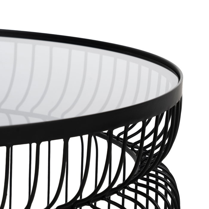 S/2 Mesa Centro Negro Metal-Cristal 65 X 65 X 40 cm