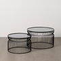 S/2 Mesa Centro Negro Metal-Cristal 65 X 65 X 40 cm