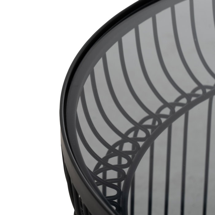 S/2 Mesa Centro Negro Metal-Cristal 65 X 65 X 40 cm