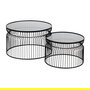 S/2 Mesa Centro Negro Metal-Cristal 65 X 65 X 40 cm