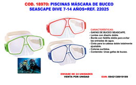 Seascape Dive Máscara de buceo para 7-14 años