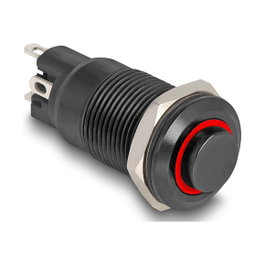 DeLOCK 22014 Interruptor pulsador negro con LED rojo de 12 mm