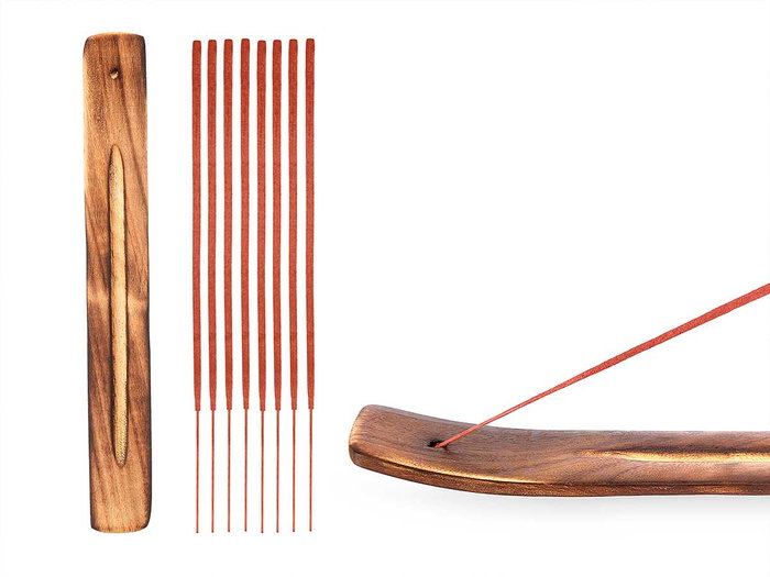 Acorde Set 50 Barras de Incienso con Soporte de Madera Sandalo 12 x 28.5 x 1 cm (Set de 24)