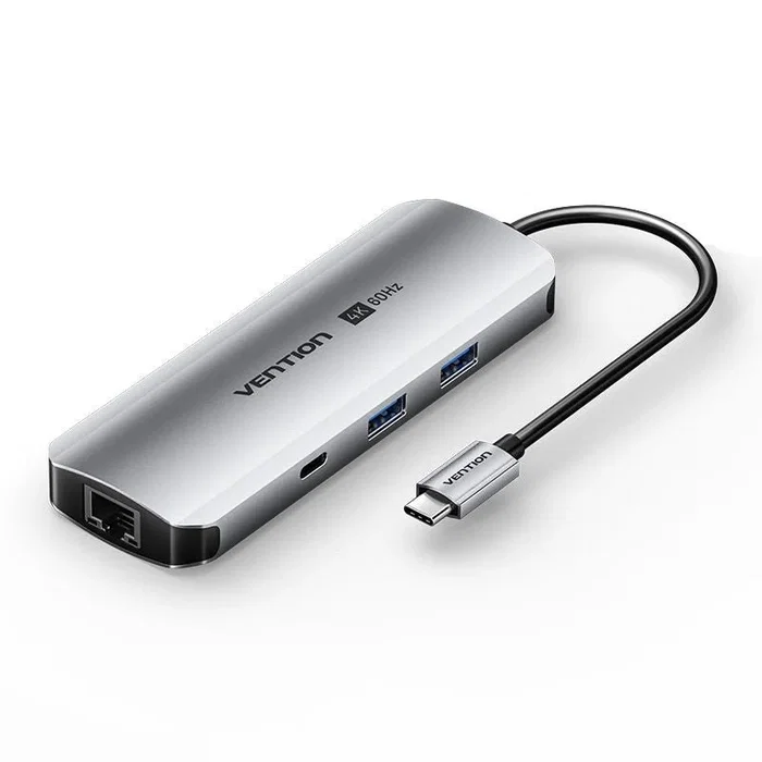Vention TQMHB Docking Station 9 en 1 con HDMI 4K, USB-C PD y RJ45, Gris Vention TQMHB Docking Station 9 en 1 con HDMI 4K, USB-C PD y RJ45, Gris