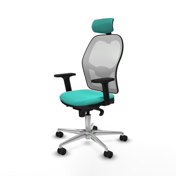PIQUERAS Y CRESPO Silla de oficina Jorquera con mecanismo Sincro, Turquesa y Blanco