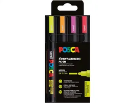 Marcador T.Opaca No Perm. Uni Posca 1,8 (Pc-5M) Colores Fluor Estuche De 4