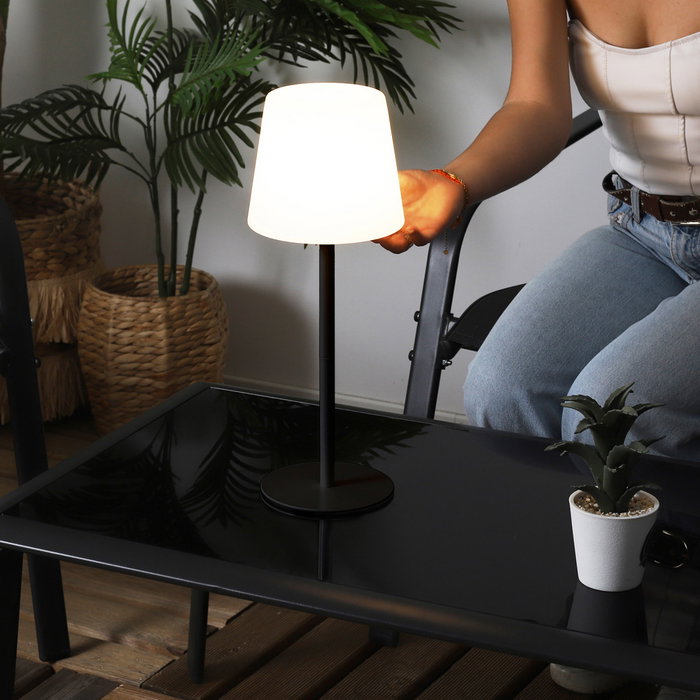 Home Deco Factory Lámpara de Mesa Recargable LED Táctil 3 Intensidades de Luz IP44 Exterior Altura 40 cm