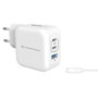 Conceptronic ALTHEA17W Cargador de Pared 67W GaN 3 Puertos Blanco