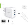 Conceptronic ALTHEA17W Cargador de Pared 67W GaN 3 Puertos Blanco