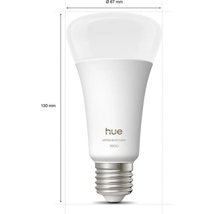 Philips Hue AABUO37028 Bombilla LED Conectada A67 E27 11.8W Luz Blanca Cálida 1000-2000K 1600 Lúmenes