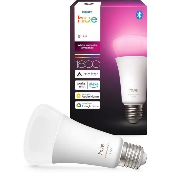 Philips Hue AABUO37028 Bombilla LED Conectada A67 E27 11.8W Luz Blanca Cálida 1000-2000K 1600 Lúmenes