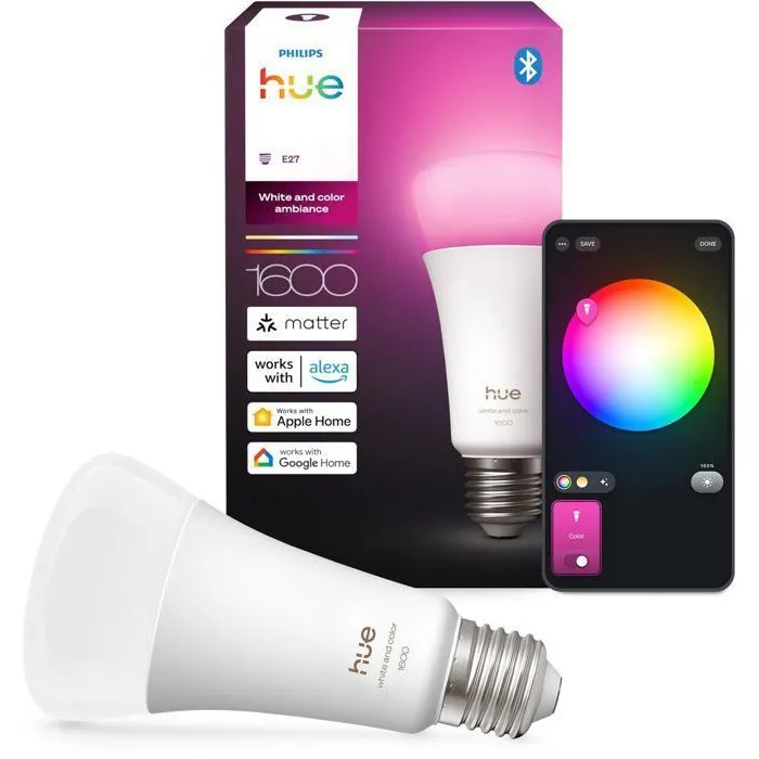 Philips Hue AABUO37028 Bombilla LED Conectada A67 E27 11.8W Luz Blanca Cálida 1000-2000K 1600 Lúmenes