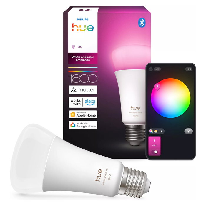 Philips Hue White and Color Ambiance Bombilla inteligente A67 E27