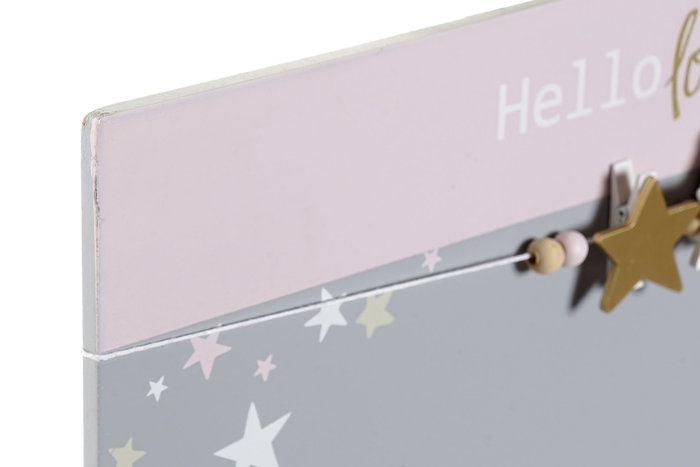DKD Home Decor Marco de Fotos Estrellas Gris y Rosa Pink Dreams