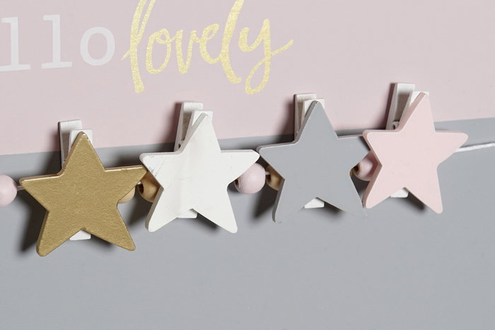 DKD Home Decor Marco de Fotos Estrellas Gris y Rosa Pink Dreams