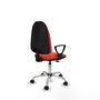 Silla de oficina Algarra con mecanismo Contacto permanente básico tapizada con Tela color Naranja oscuro. Equipada con Base cromada, Brazos fijos y Ruedas de nailon 50 mm