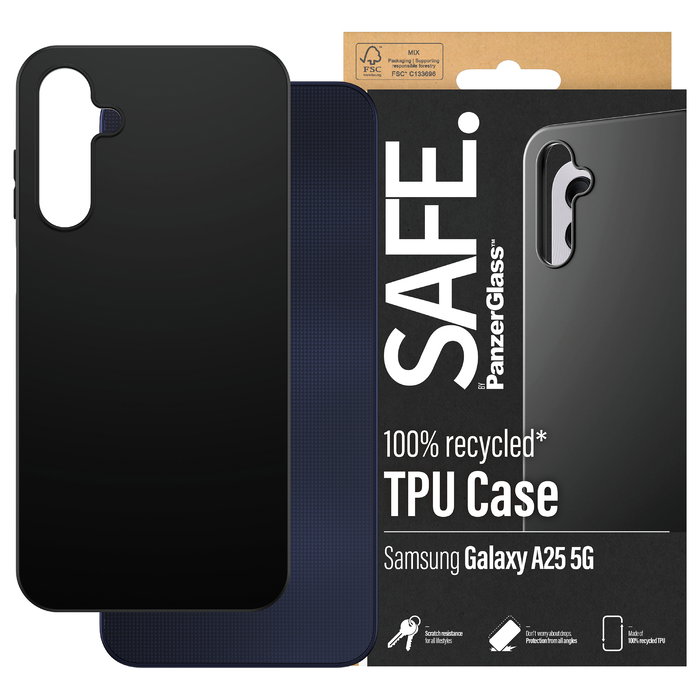 PanzerGlass SAFE. TPU Case Protección Galaxy A25 5G Negro Black, Resistente a Golpes y Rayones, 1 Pieza