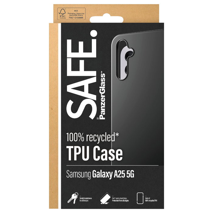 PanzerGlass SAFE. TPU Case Protección Galaxy A25 5G Negro Black, Resistente a Golpes y Rayones, 1 Pieza