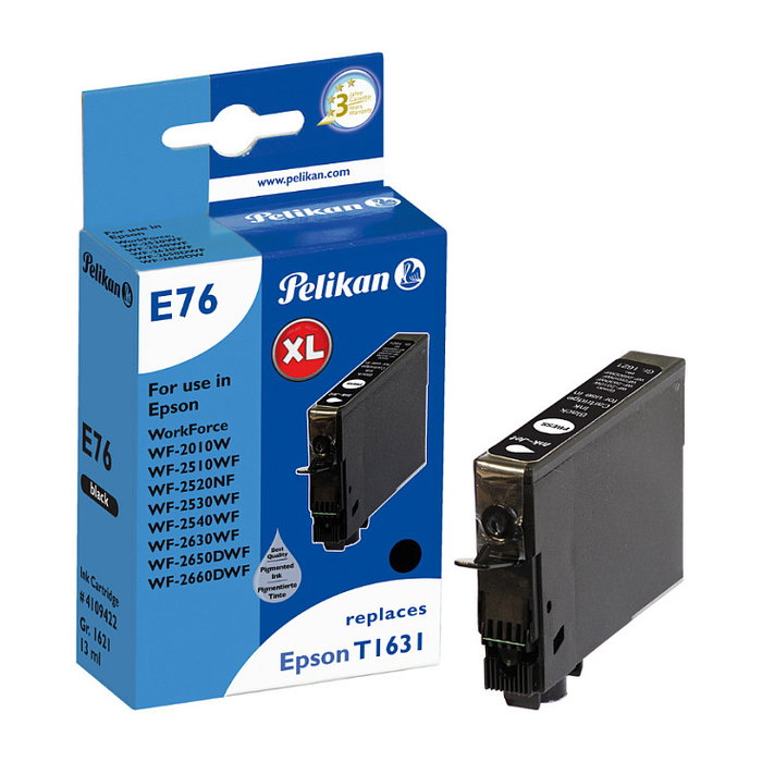 Pelikan E76 Cartucho de Tinta Negra para Epson WorkForce Pelikan E76 Cartucho de Tinta Negra para Epson WorkForce