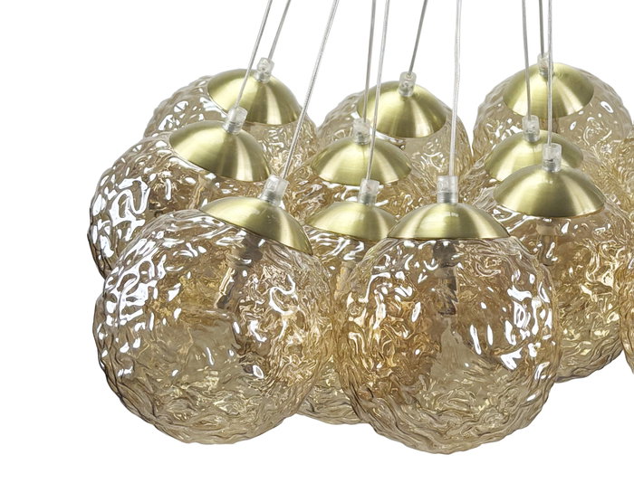 DKD Home Decor Lámpara de Techo de Cristal y Metal con Bolas Doradas