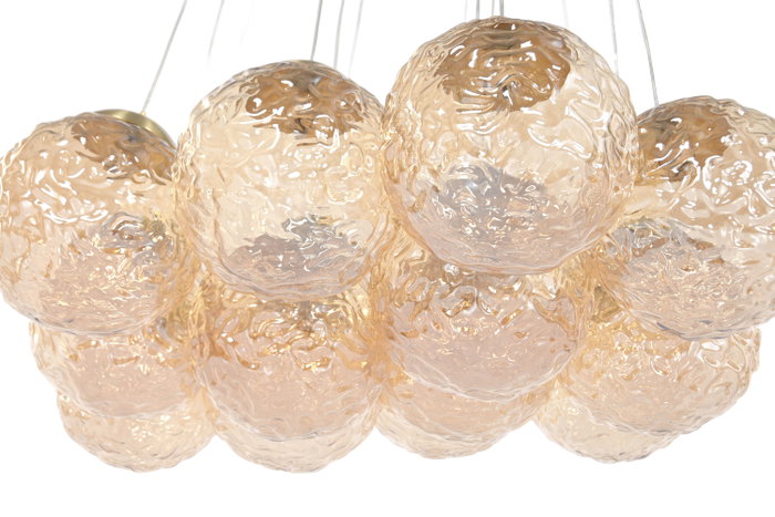 DKD Home Decor Lámpara de Techo de Cristal y Metal con Bolas Doradas