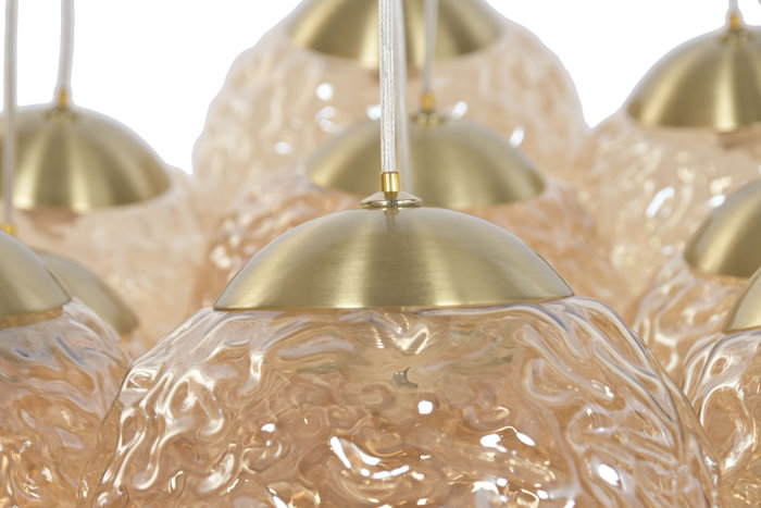 DKD Home Decor Lámpara de Techo de Cristal y Metal con Bolas Doradas