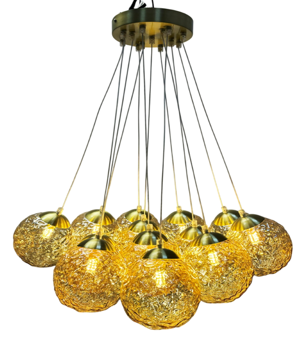 DKD Home Decor Lámpara de Techo de Cristal y Metal con Bolas Doradas
