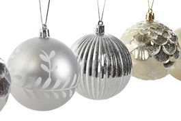 DKD Home Decor Bola Decoracion Navidad Moderna Dorado Plateado 16 x 24 x 16 cm Set de 12 (2 Unidades)