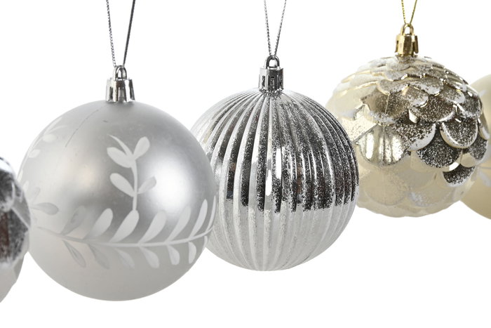 DKD Home Decor Set de 12 Bolas de Decoración Navideña en Dorado y Plateado DKD Home Decor Set de 12 Bolas de Decoración Navideña en Dorado y Plateado