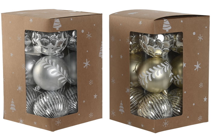 DKD Home Decor Set de 12 Bolas de Decoración Navideña en Dorado y Plateado DKD Home Decor Set de 12 Bolas de Decoración Navideña en Dorado y Plateado