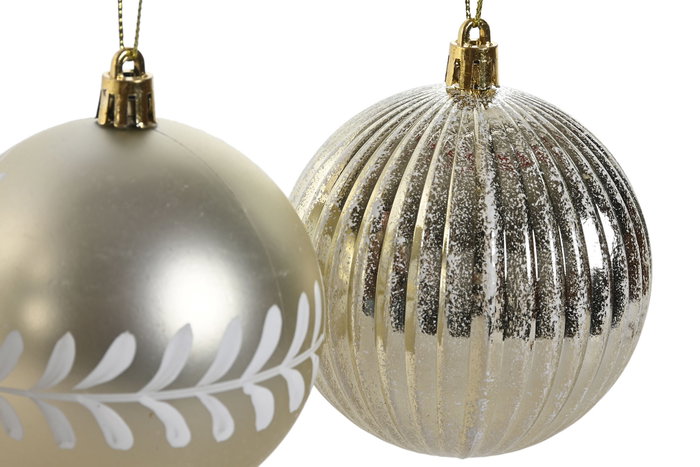 DKD Home Decor Set de 12 Bolas de Decoración Navideña en Dorado y Plateado DKD Home Decor Set de 12 Bolas de Decoración Navideña en Dorado y Plateado