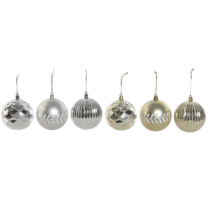 DKD Home Decor Set de 12 Bolas de Decoración Navideña en Dorado y Plateado DKD Home Decor Set de 12 Bolas de Decoración Navideña en Dorado y Plateado