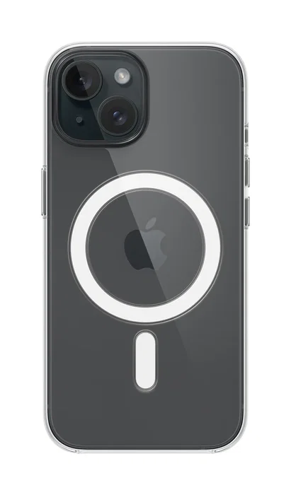 Apple MXRK3ZM/A Funda Clear Case con MagSafe para iPhone 15 - Transparente, Anti-Rayones, PC