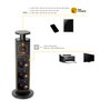 Emuca Multiconector Vertikal con 3 enchufes Schuko, 1 USB A y 2 USB C, Gris metalizado