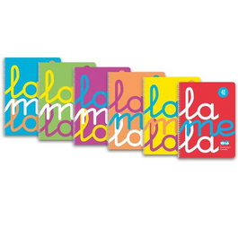 Lamela Set de 6 Cuadernos Espiral Folio 80H 90gr Cuadros 4mm Tapa PP Surtidos