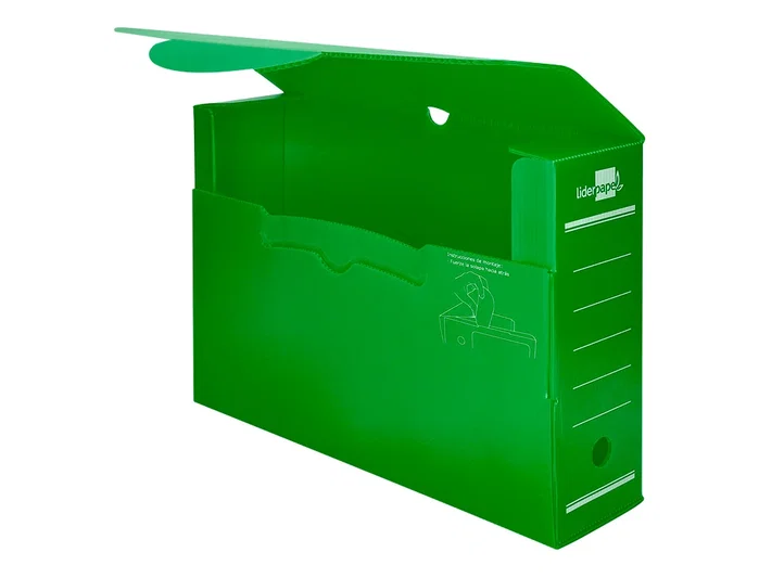 Liderpapel Caja archivo definitivo plástico lomo 100 mm verde
