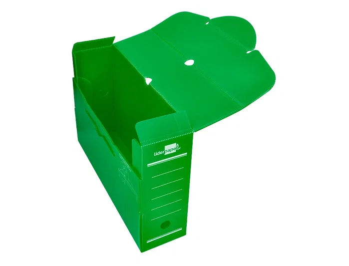 Liderpapel Caja archivo definitivo plástico lomo 100 mm verde