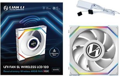 Lian li UNI FAN SL WIRELESS LCD 120 ARGB Blanco Ventilador para PC 120mm Control Inalámbrico y Pantalla LCD