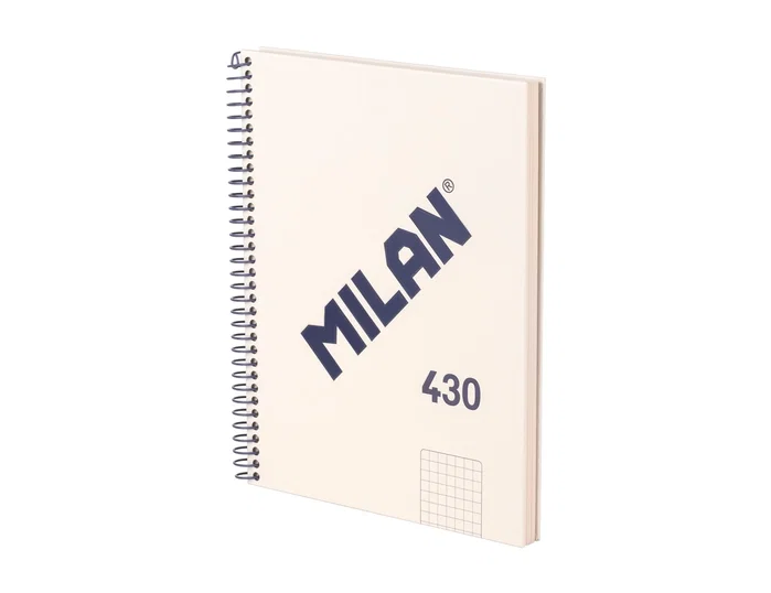 Milan Cuaderno A5 con Espiral, Tapa Dura, 80 Hojas Cuadriculadas, Beige Milan Cuaderno A5 con Espiral, Tapa Dura, 80 Hojas Cuadriculadas, Beige